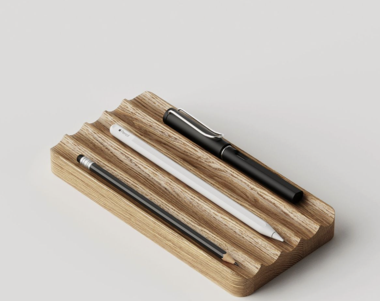 Porte-stylos en frêne, trois rainures